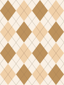 Seamless beige argyle pattern. Traditional diamond check print. Vintage seamless background.