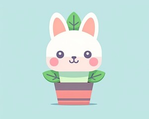 kawaii rabbit plant illustration