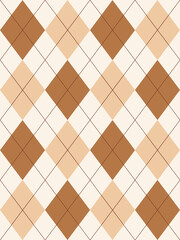 Seamless beige argyle pattern. Traditional diamond check print. Vintage seamless background.
