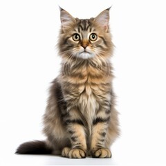 Fototapeta premium maine coon cat sitting in front of white background
