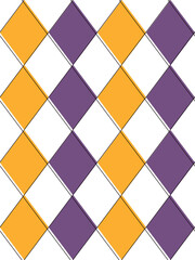 Seamless purple orange argyle pattern. Traditional diamond check print. Vintage seamless background.