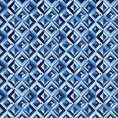 Abstract seamless pattern with blue and white geometric shapes. Vector illustration. Tile