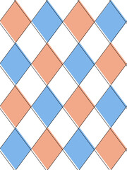 Seamless beige blue argyle pattern. Traditional diamond check print. Vintage seamless background.