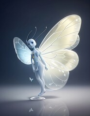 3d white butterfly isolated  on dark background