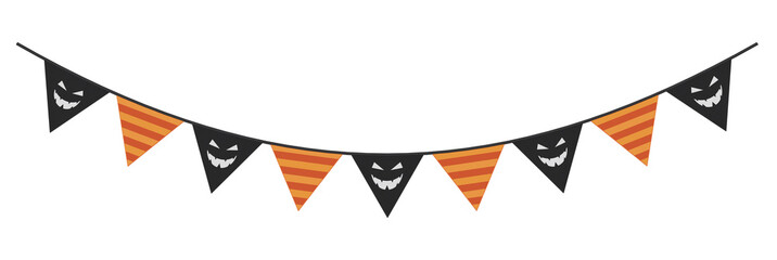 Halloween bunting and garland. Halloween garland with flags. 3D render. 3D illustration.