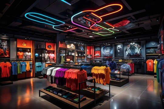 Sport Clothes Store in Shopping Mall. AI