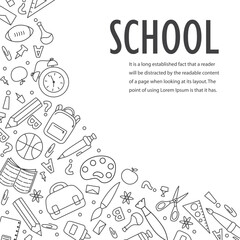 Doodle school icon.Hand drawn stadying education.School supplies and creative elements.Freehand drawing school items.Concept of education. Online education.Doodle sketch style vector.