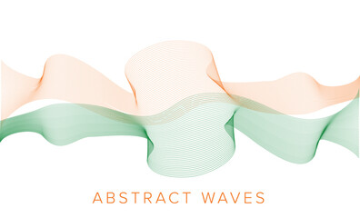 Abstract orange green wave line art pattern background waves