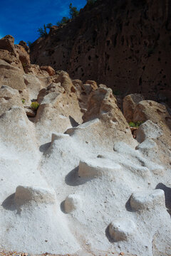 Eroded white rock formation at Bandelier National Monument, New Mexico