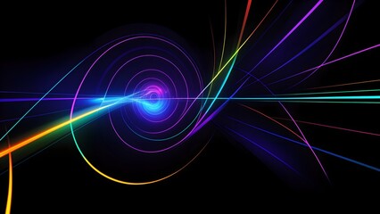 Photo of abstract colorful lines on a black background
