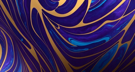 Photo of a vibrant abstract background with swirling blue and gold colors