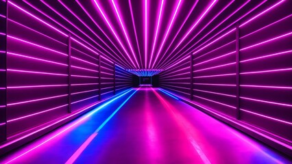 Photo of a mesmerizing neon-lit tunnel, creating a captivating visual experience