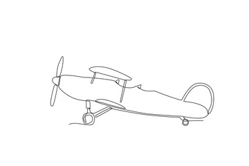A retro helicopter takes off. Vintage plane one-line drawing