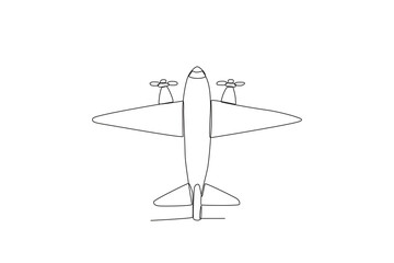 An aircraft with propellers. Vintage plane one-line drawing