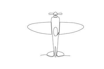Top view of an airplane. Vintage plane one-line drawing © stlineart