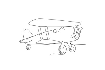 An ancient helicopter. Vintage plane one-line drawing