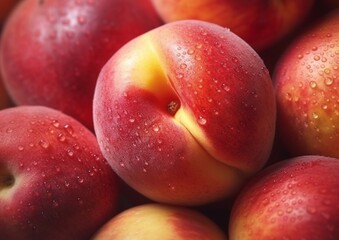Fototapeta na wymiar Close up red ripe sweet nectarines.Macro.AI Generative