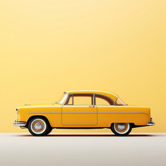 Obraz na płótnie Canvas Yellow vintage retro model car 