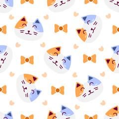 Cute cat abstract seamless pattern