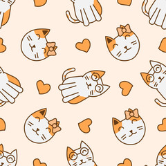 Cute cat abstract seamless pattern