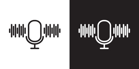 Simple Microphone icon line , Web design icon. Voice vector icon, Record. Microphone illustration. recording Studio Symbol. Retro microphone icon vector with effect.