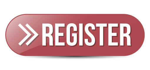Register Now Button, Register Here, Badge, Emblem, Seal, Push Button, Realistic 3D Shiny And Glossy Registration Button Reflection, Design Element Isolated On White Background