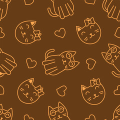 Cute cat abstract seamless pattern