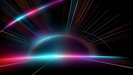 Photo of abstract colorful lines on a black background