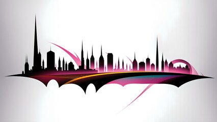 Photo of a vibrant city skyline against a clean white backdrop