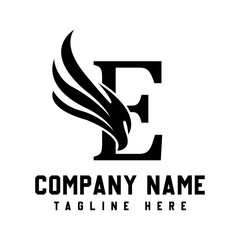 Letter E Wings Logo Design Vector.