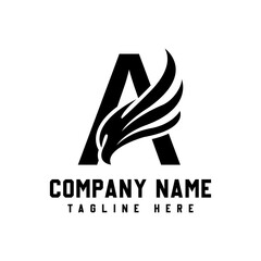 Letter A Wings Logo Design Vector.