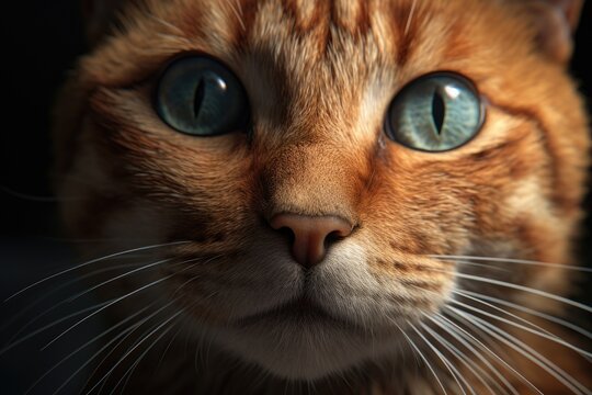 Close up portrait of an cute orange cat