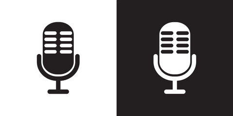 Podcast radio icon. Studio microphone broadcast podcast icon vector. Microphone icon flat vector illustration isolated on white background.