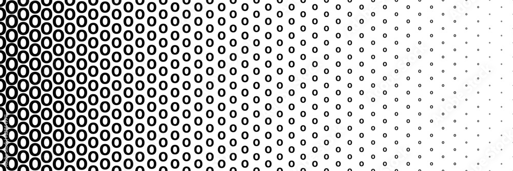 Poster horizontal black halftone of capital letter o design for pattern and background.