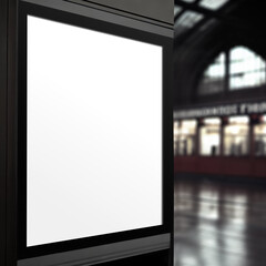 Billboard advertising mockup, train station background