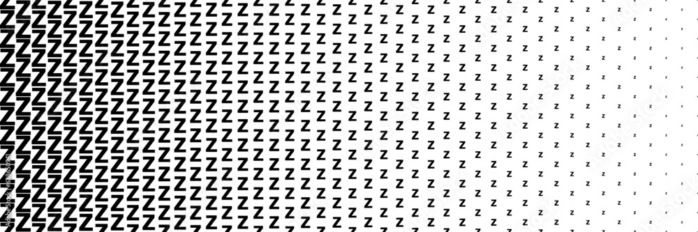 Poster horizontal black halftone of capital letter z design for pattern and background.