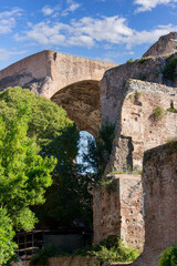 Fototapeta na wymiar Palatine Hill, view of the ruins of important buildings of ancient Roman Empire, Rome, Italy
