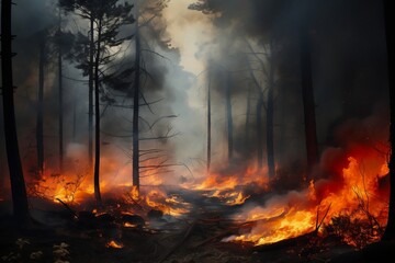 Fire and Smoke in the Forest. AI