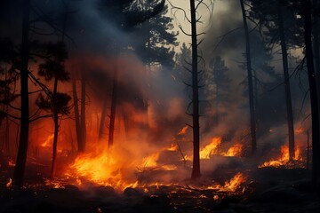 Fire and Smoke in the Forest. AI