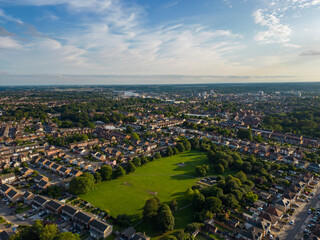An aerial view of Brunswick Park in Ipswich, Suffolk, UK - obrazy, fototapety, plakaty