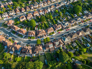 Fototapeta An aerial view of a residential area of Ipswich, Suffolk, UK obraz
