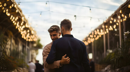 Gay couple wedding, wedding photography of groom and groom Generative AI