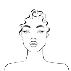 Woman's face chart for makeup artists
