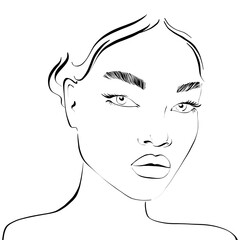 Woman's face chart for makeup artists
