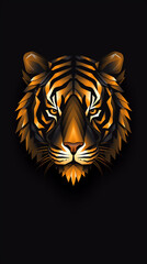 tigre minimalista dourado, fundo preto