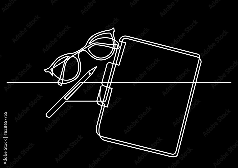Poster continuous line drawing vector illustration with fully editable stroke of isolated object as concept
