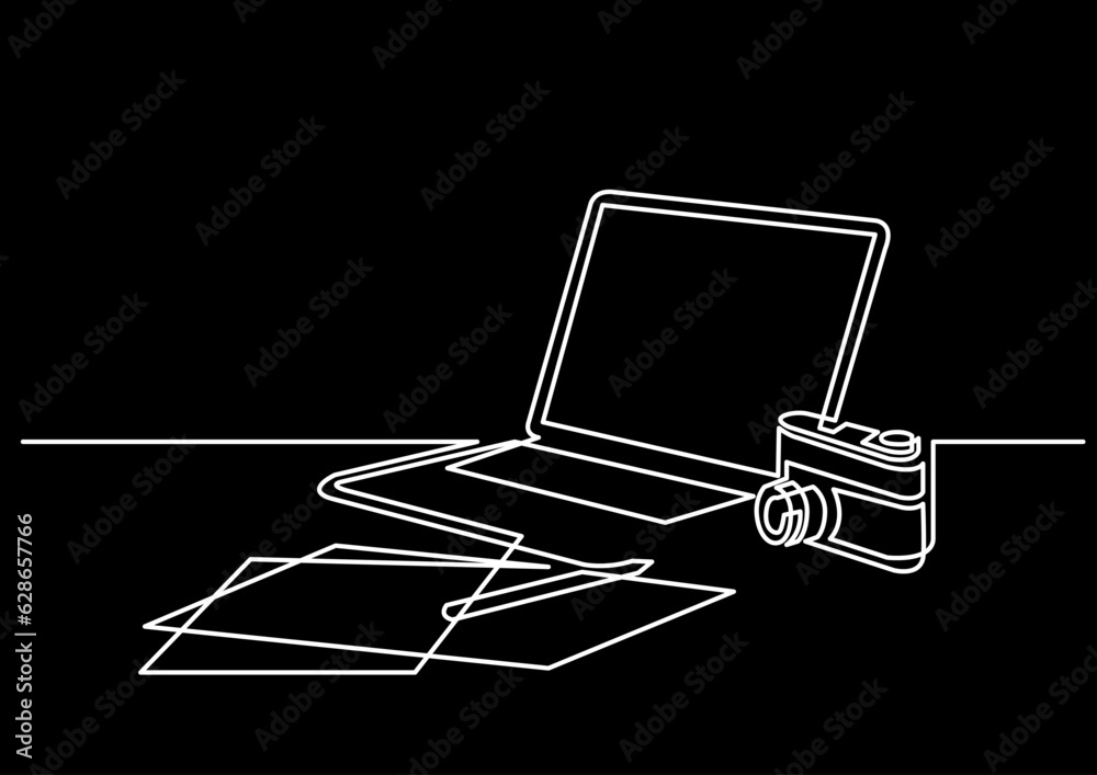 Poster continuous line drawing vector illustration with fully editable stroke of isolated object as concept