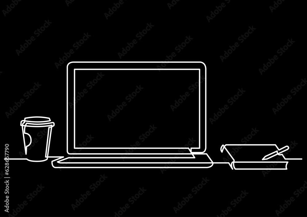 Poster continuous line drawing vector illustration with fully editable stroke of isolated object as concept
