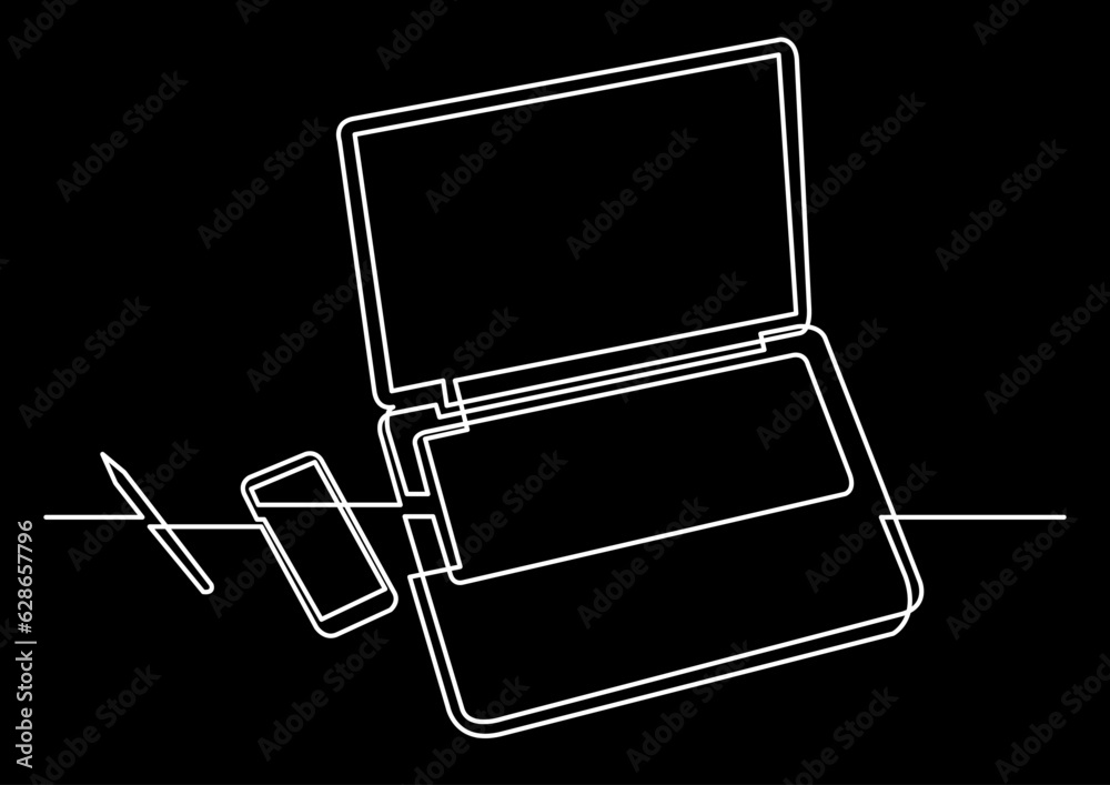 Poster continuous line drawing vector illustration with fully editable stroke of isolated object as concept