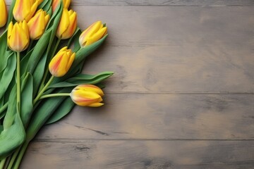 Special occasion flower bouquet on wooden background.